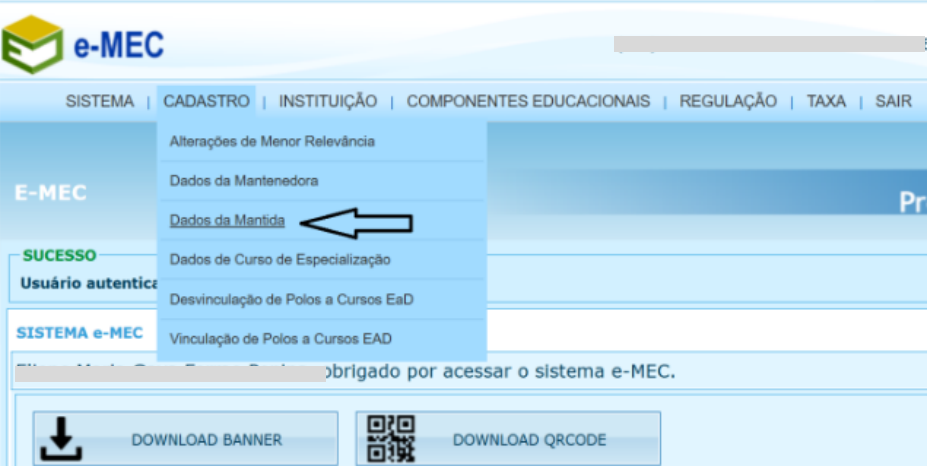 Acesso ao cadastro da instituição no sistema e-MEC